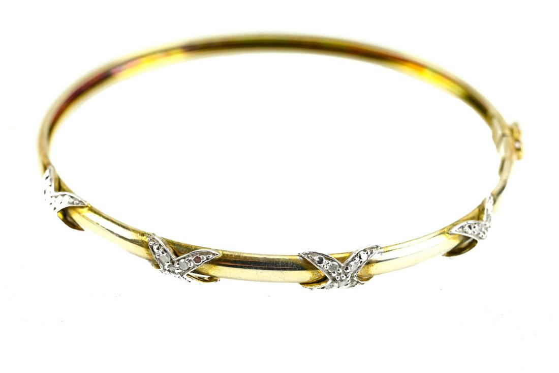 Sterling Silver & Diamond Hinged Bangle Bracelet (1 of 7)