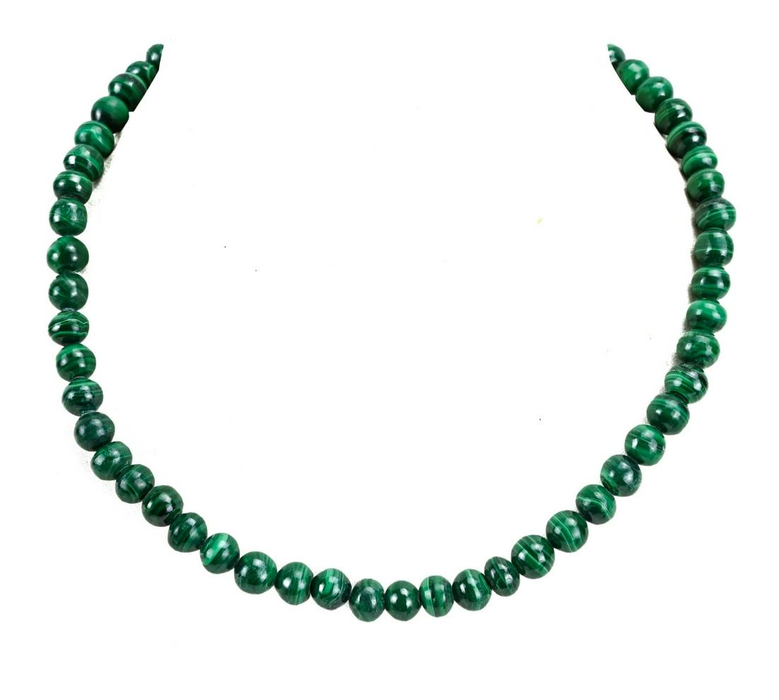 Vintage Malachite Beaded Necklace Strand (1 of 6)