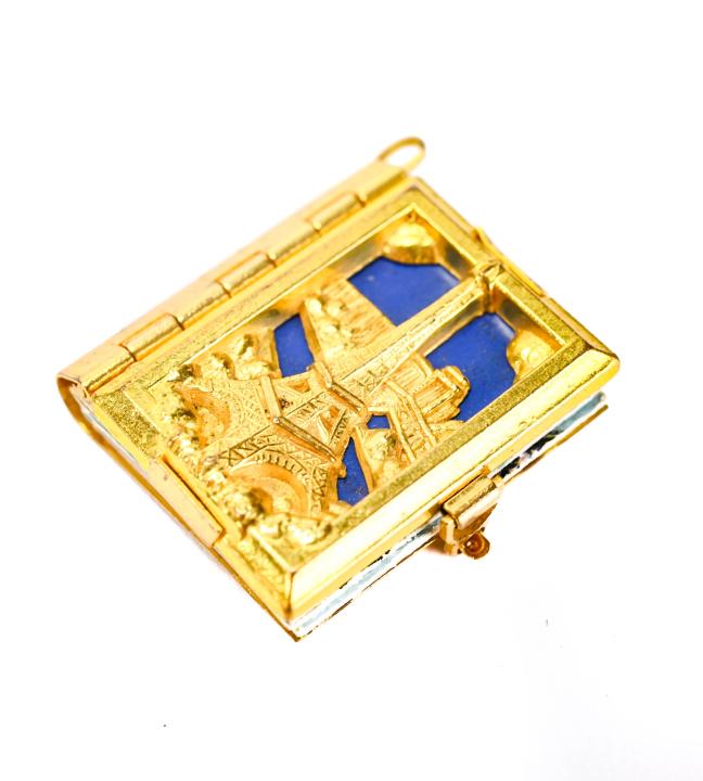 Antique French Ormolu Locket Pendant w Photo Album (1 of 6)