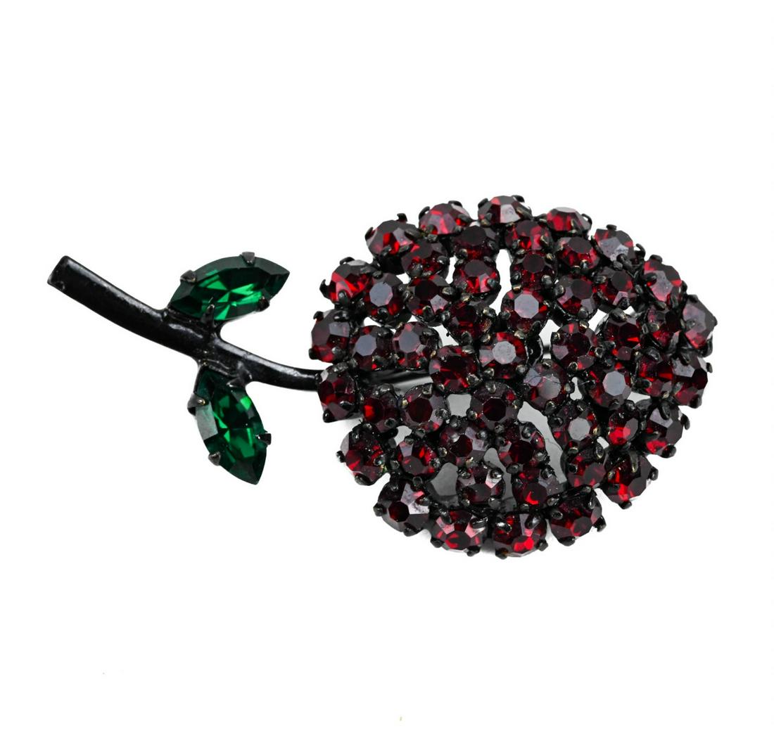 Vintage Made in Austria Crystal Strawberry Brooch (1 of 6)