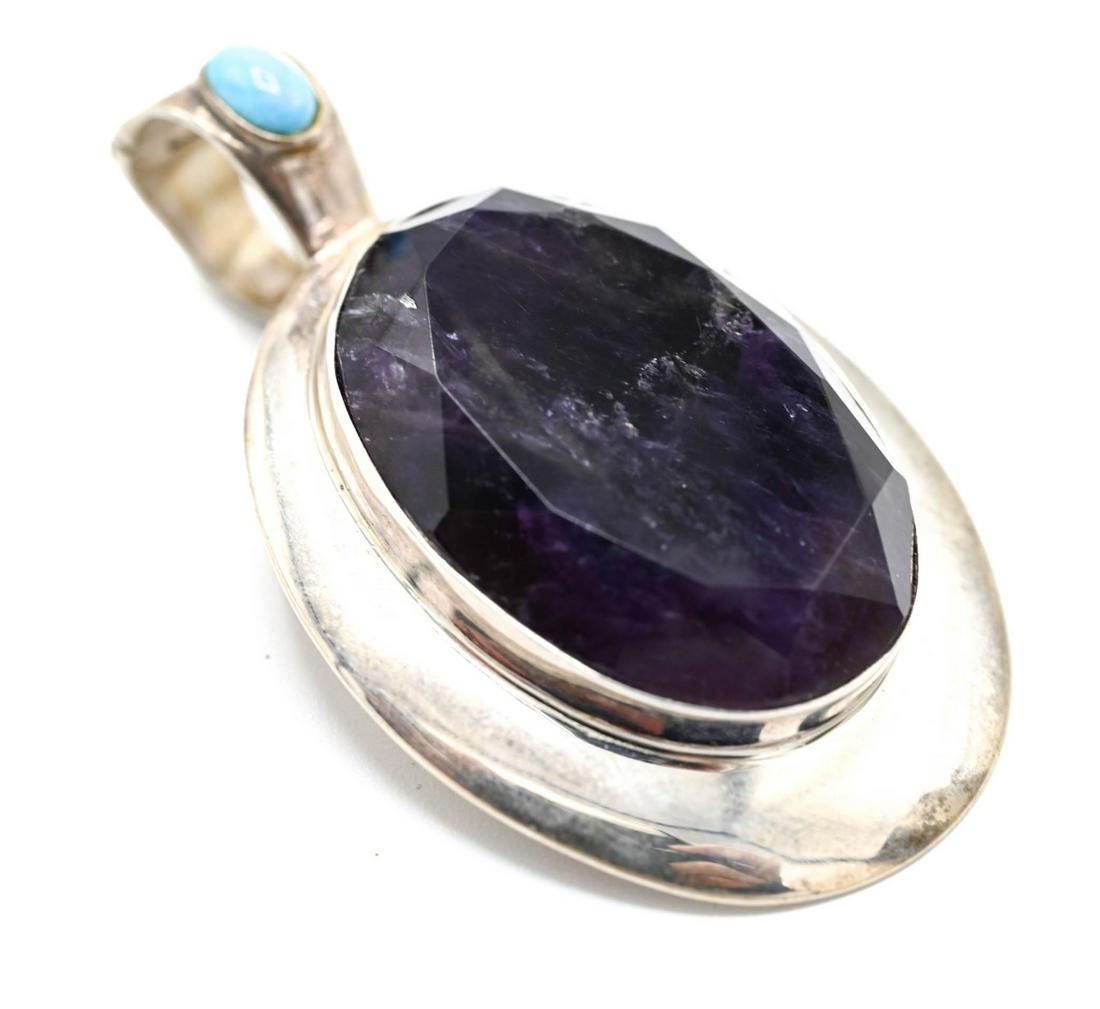 Sterling Amethyst & Turquoise Necklace Pendant (1 of 6)