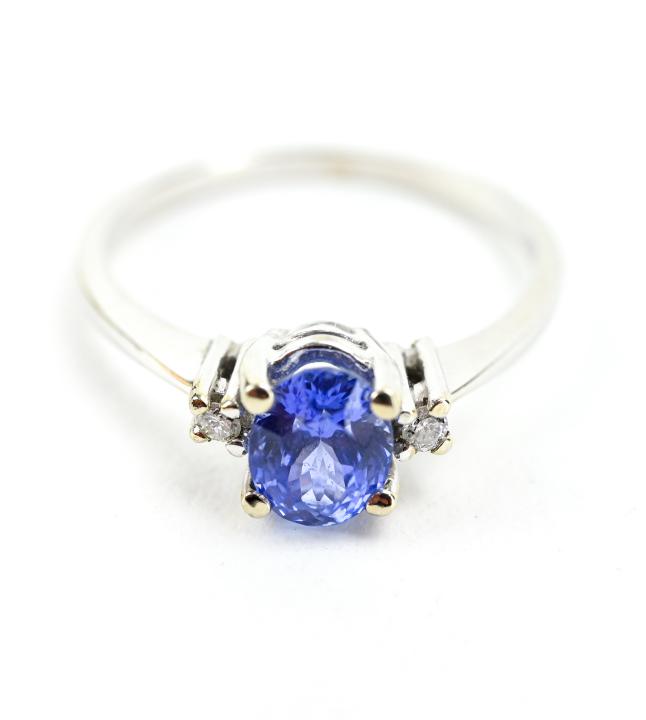 Estate 14kt White Gold Diamond & Blue Topaz Ring (1 of 6)