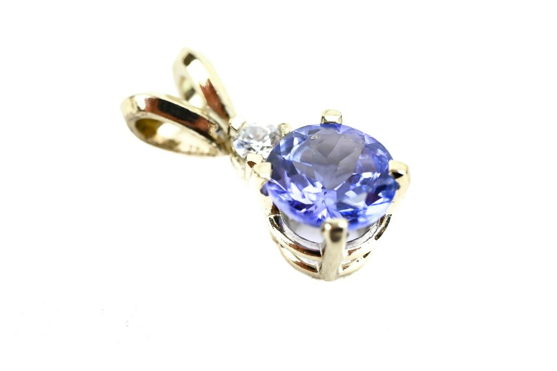 Estate 14kt Yellow Gold Diamond & Topaz Pendant (1 of 5)
