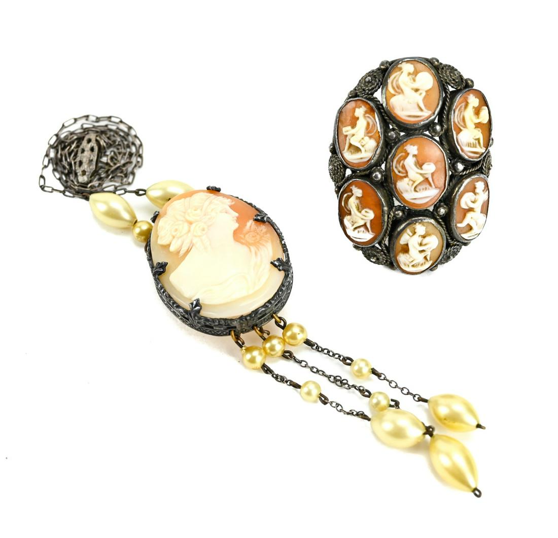 Hand Carved Cameo Ring & Necklace Pendant / Pin (1 of 8)