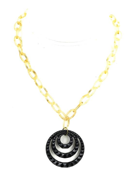 Antique Early Celluloid Two Tone Necklace Pendant (1 of 6)