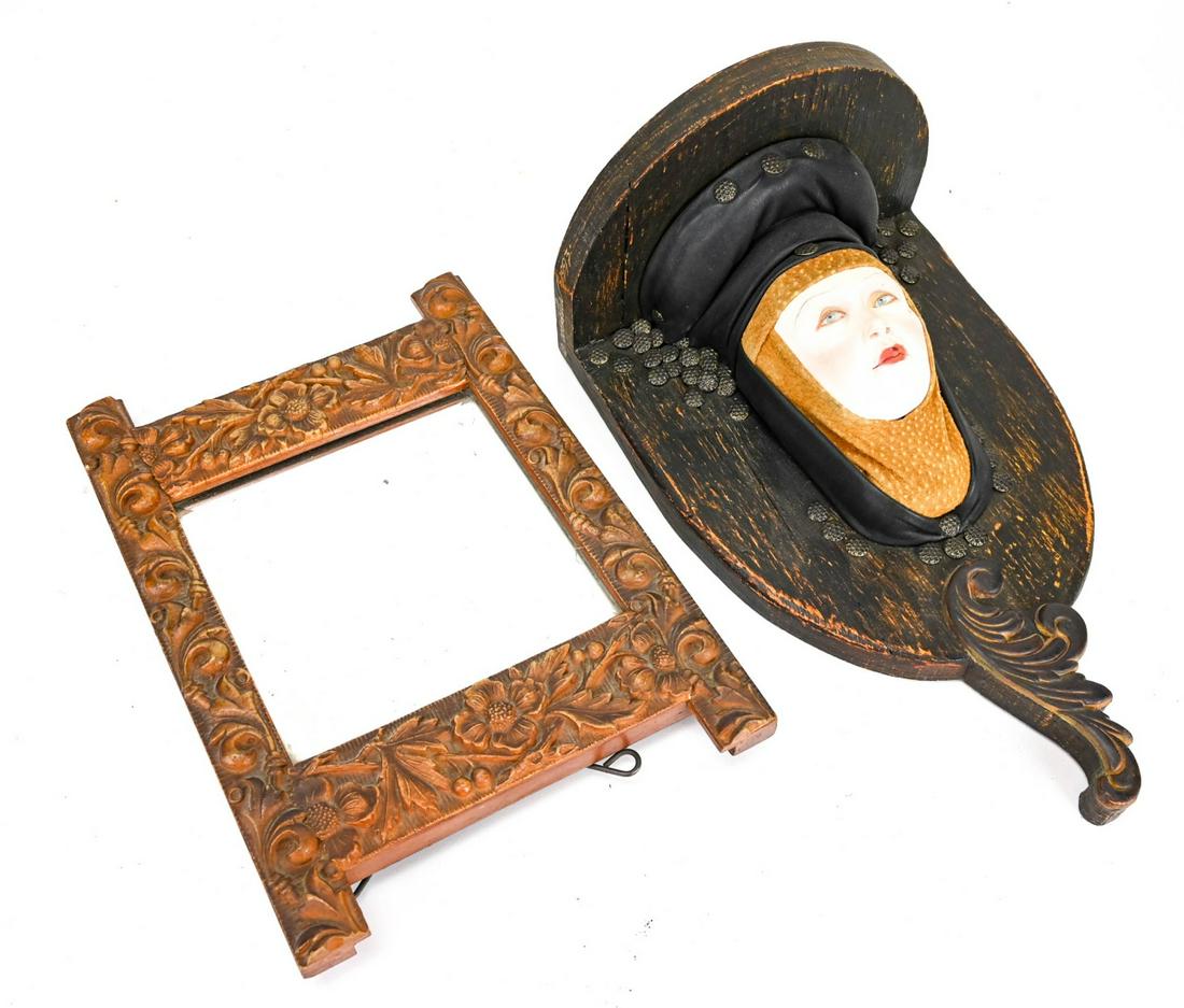 Antique Neo-Gothic Wall Bracket w Bust & Frame (1 of 10)