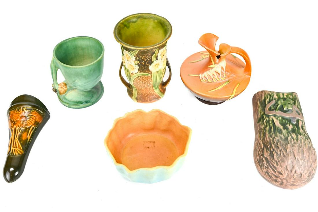6 Vintage Roseville Style Hand Painted Art Pottery (1 of 7)