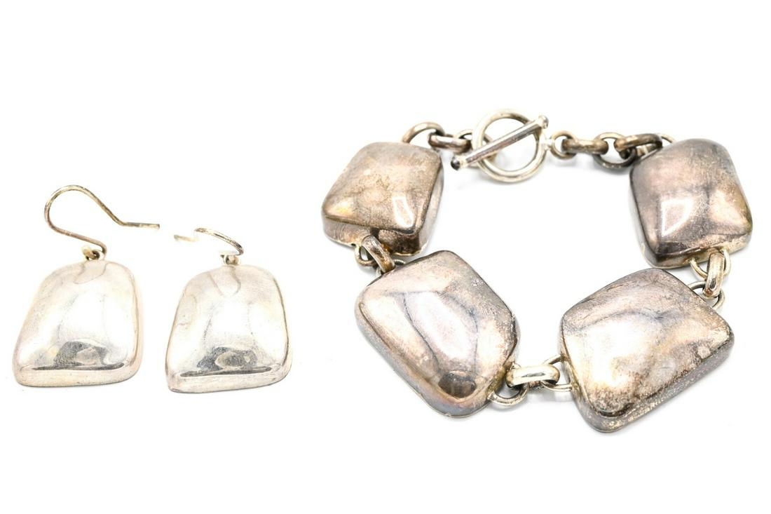 Modernist Sterling Silver Bracelet & Earrings (1 of 8)