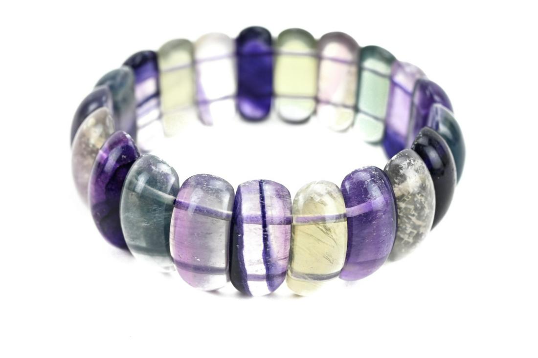 Carved Fluorite & Amethyst Panel Bracelet (1 of 6)