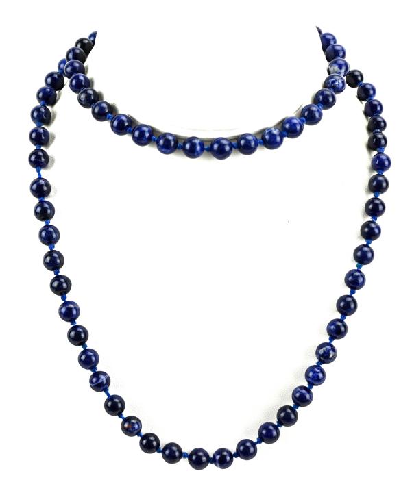Hand Knotted 6mm Sodalite Bead Necklace Strand: Hand Knotted 6mm Sodalite Bead Necklace Strand. Measures 32 inches in length.