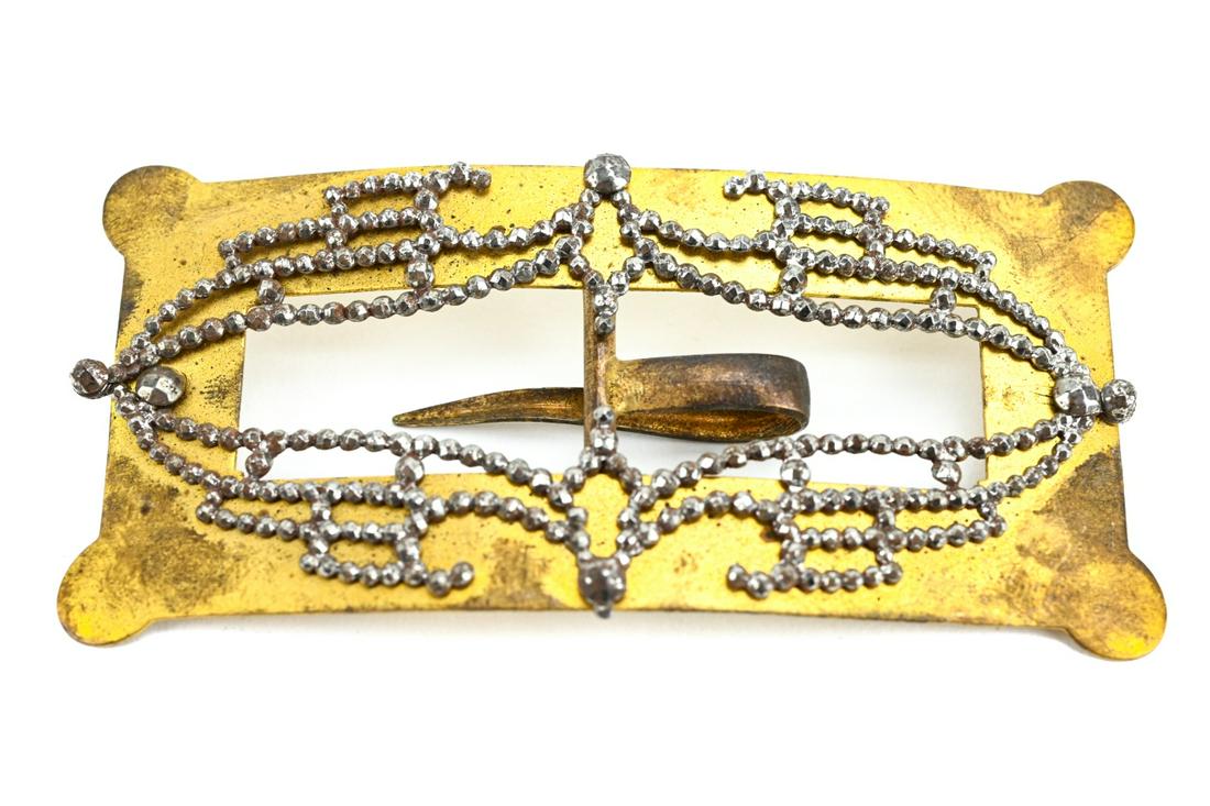 Antique 19th C Ormolu & Cut Steel Large Buckle (1 of 6)