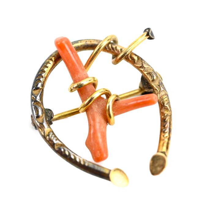Antique 19th C Gold Filled & Branch Coral Brooch (1 of 5)