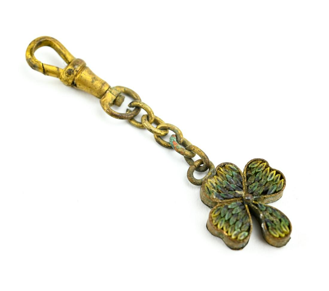 Antique 19th C Micro Mosaic Three Leaf Clover Fob (1 of 7)