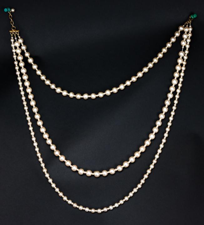 Chanel Triple Strand Faux Pearl Necklace w Box (1 of 7)