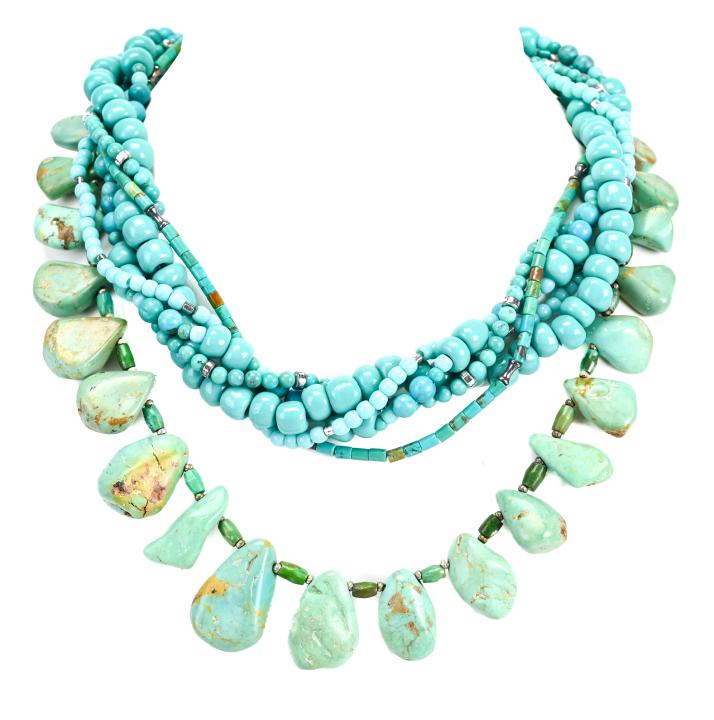 Tumbled & Multi Strand w Turquoise Necklaces (1 of 10)