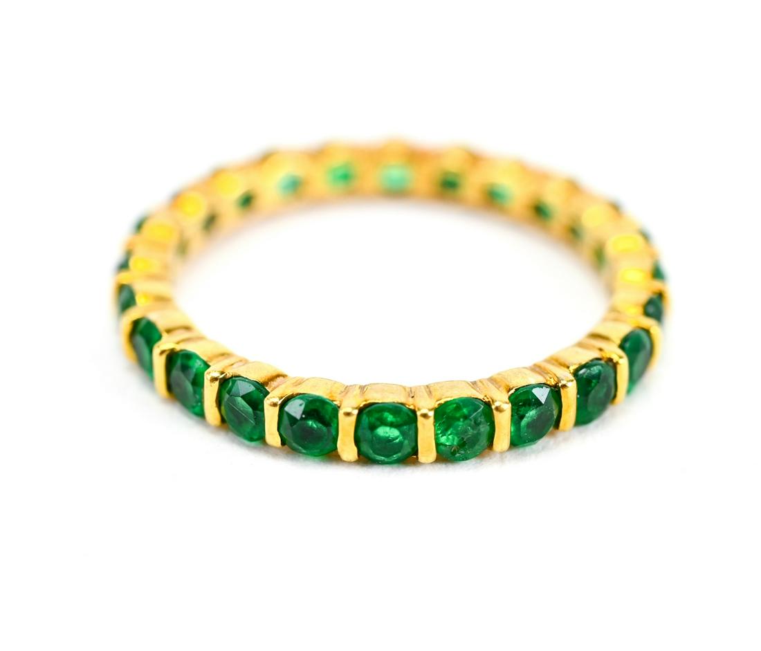 Estate 14kt Yellow Gold & Emerald Eternity Band (1 of 6)