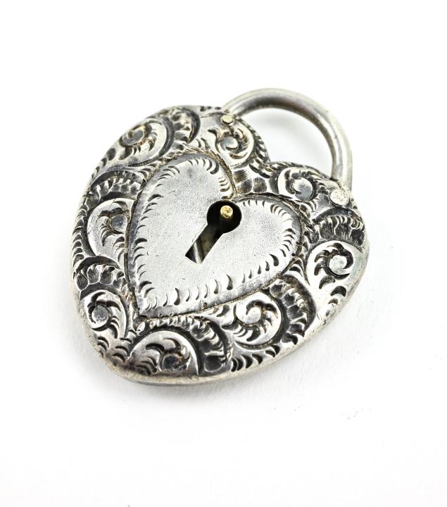 Large Antique Sterling Padlock Pendant / Clasp (1 of 5)