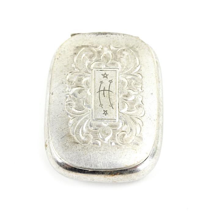 Antique Chased Silver Locket Compact or Pill Box (1 of 6)