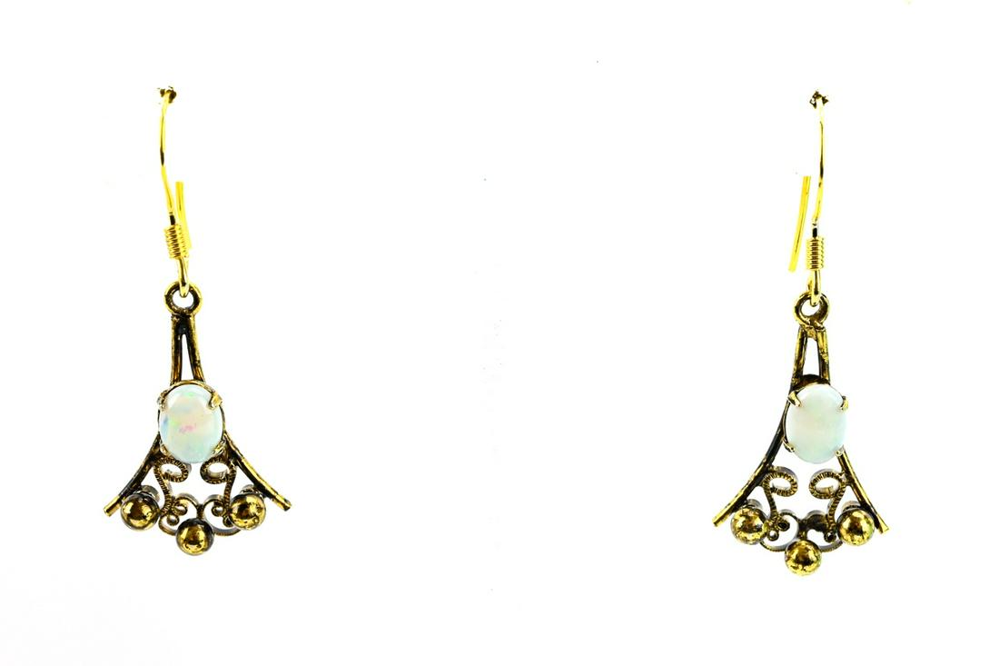 Pair of Pendant Earrings w Opal Cabochons (1 of 6)