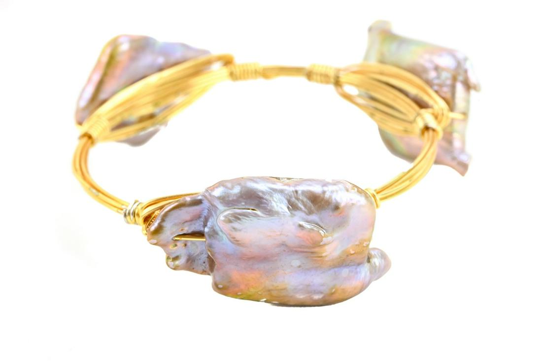 Handmade Bracelet w Three Huge Cultured Pearls (1 of 8)