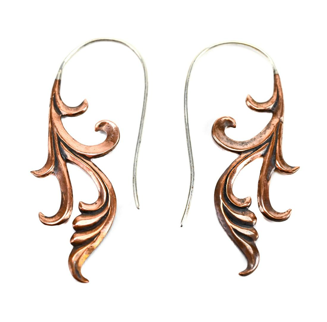 Pair Sterling Silver Ornate Scrollwork Earrings (1 of 5)