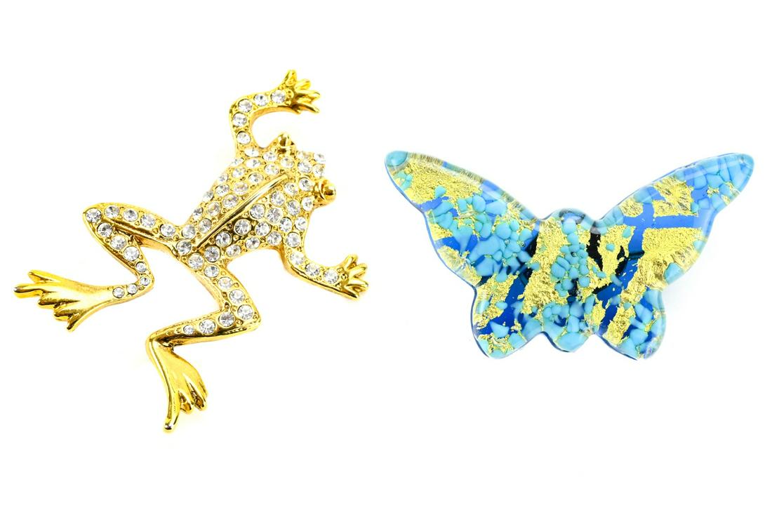 Murano Art Glass Butterfly Brooch w Real Gold Leaf (1 of 6)