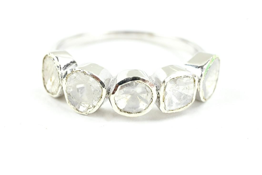 Half Loop Rose Cut Diamond Solitaire Sterling Ring (1 of 5)