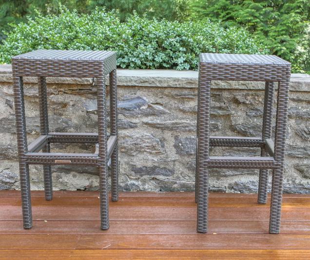 Pair Frontgate Faux Wicker Outdoor Bar Stools (1 of 6)