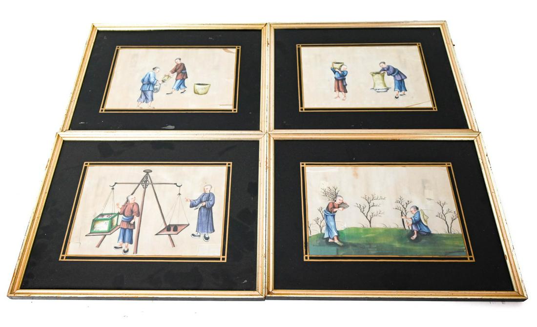 Framed Chinese Textile Panels Of Village Scene (1 of 10)