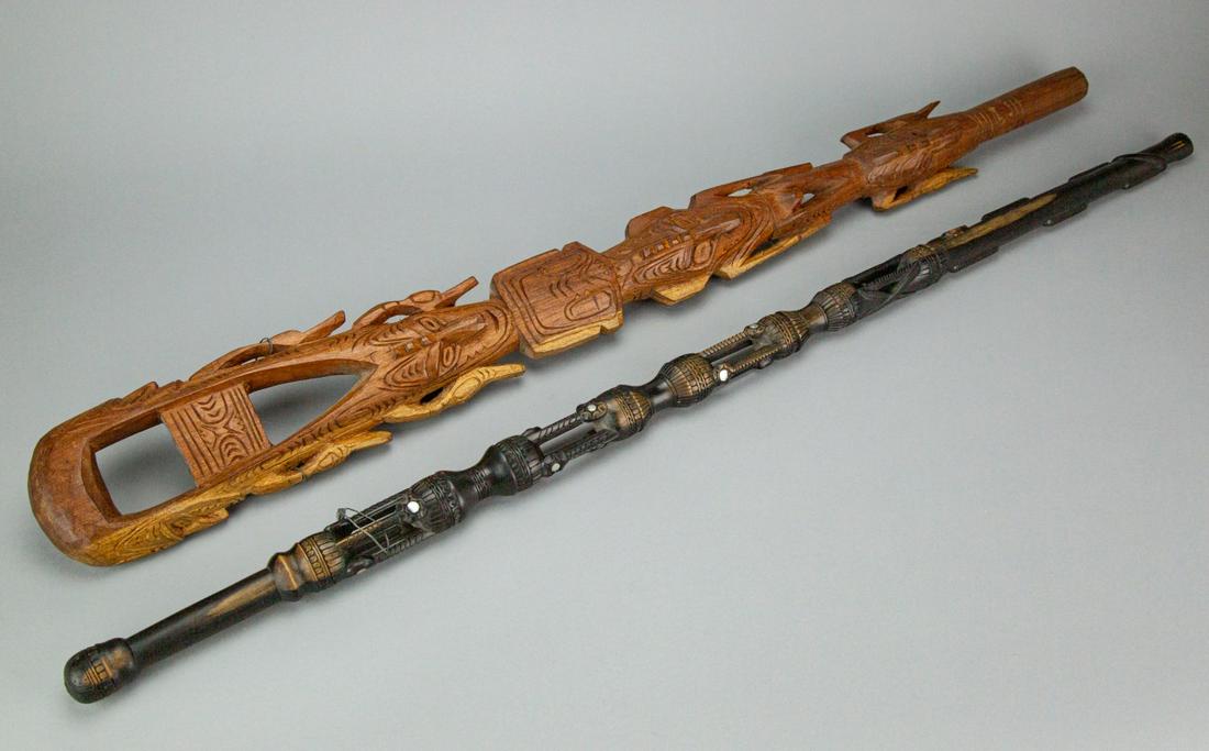 2 Balinese Hand Carved Canes / Walking Sticks (1 of 5)