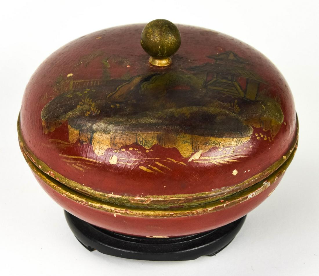 Chinese Hand Painted Lacquer Covered Table Box (1 of 8)