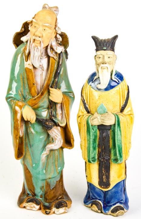2 Chinese Porcelain Figural Mud Men Statues (1 of 8)