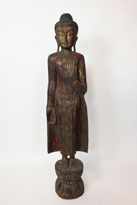 Hand Carved Southeast Asian Standing Buddha Statue (1 of 9)