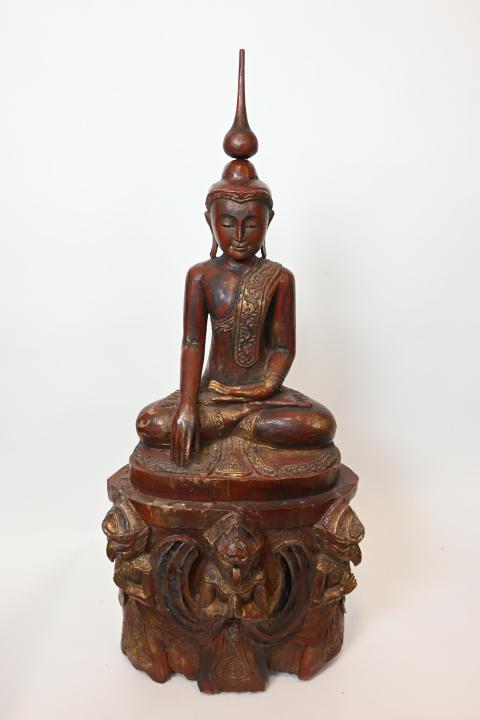 Hand Carved Thai Polychrome Seated Buddha Statue (1 of 7)