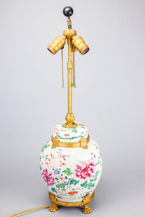 Antique Famille Rose Ginger Jar w Ormolu Lamp (1 of 8)