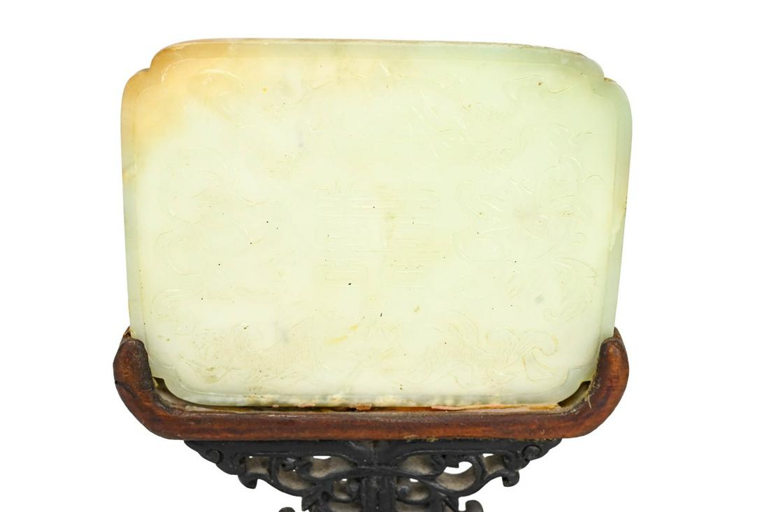 Antique Chinese Hand Carved Mounted Jade Plate (1 of 7)