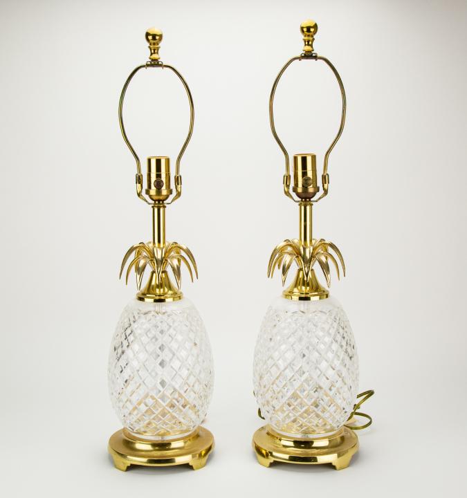 2 Waterford Crystal & Brass Pineapple Form Lamps (1 of 5)