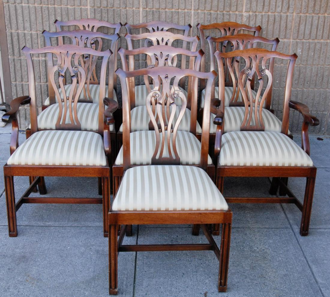 10 Baker Chippendale Carved Mahogany Dining Chairs (1 of 6)