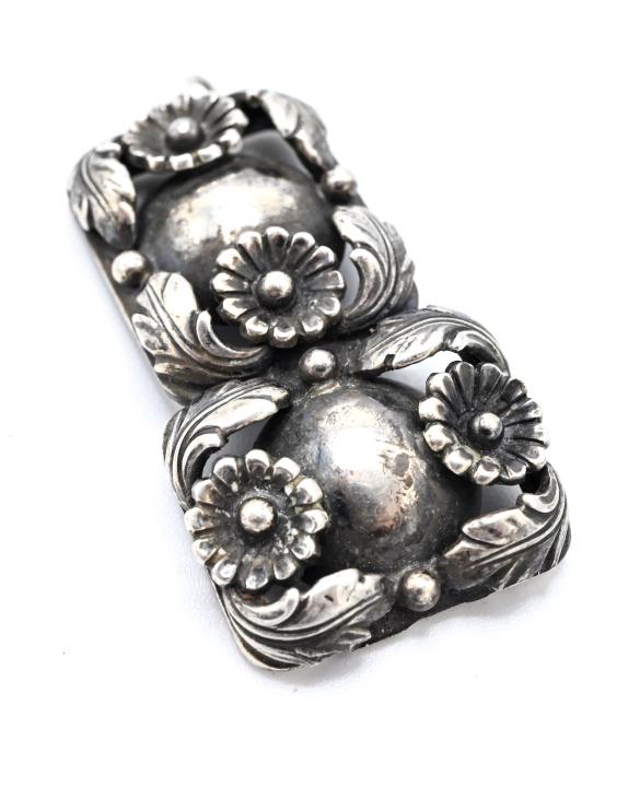 Sterling Denmark N E From Floral Motif Pendant: Sterling Silver Denmark N E From Floral Motif Necklace Pendant. Signed and hallmarked. Measures 1.5 inches in length.