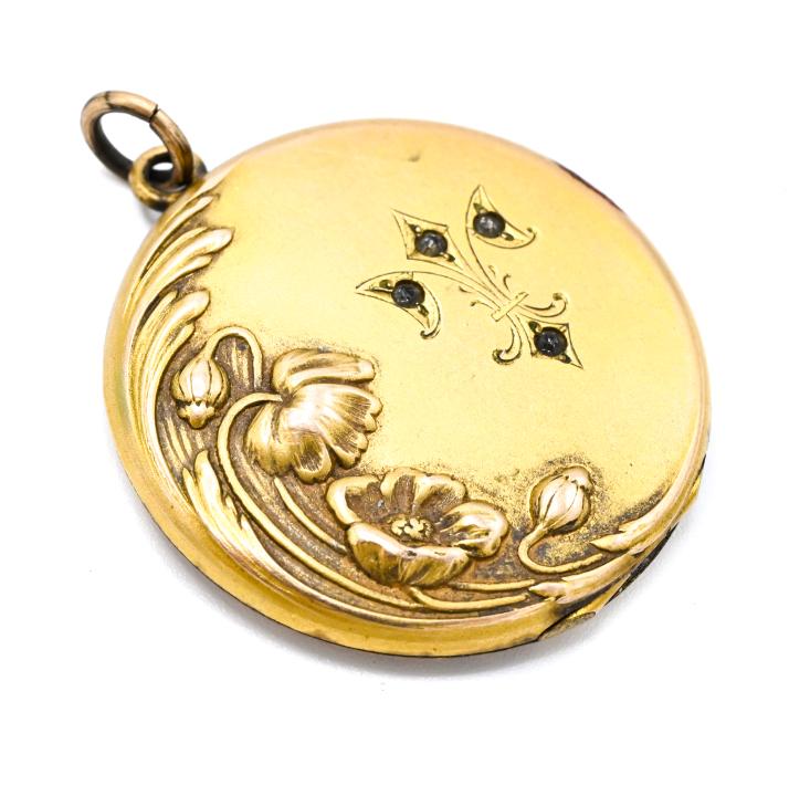 Antique Art Nouveau Gold Filled & Paste Locket (1 of 6)