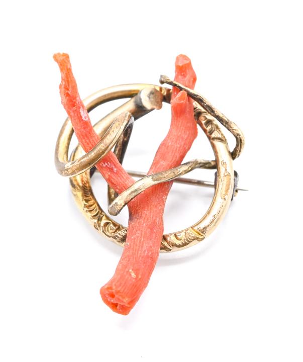 Antique Gold Filled & Natural Branch Coral Brooch (1 of 5)