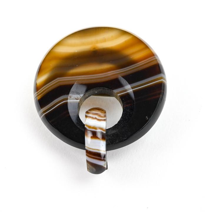 Antique 19th C Scottish Banded Agate Brooch (1 of 6)