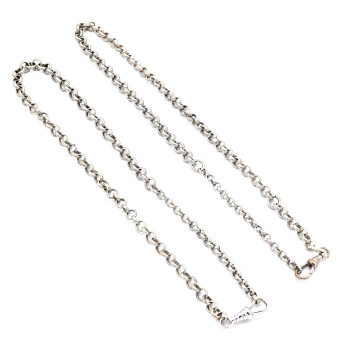 Two Antique Watch Chain w Dog Clip Clasps (1 of 7)