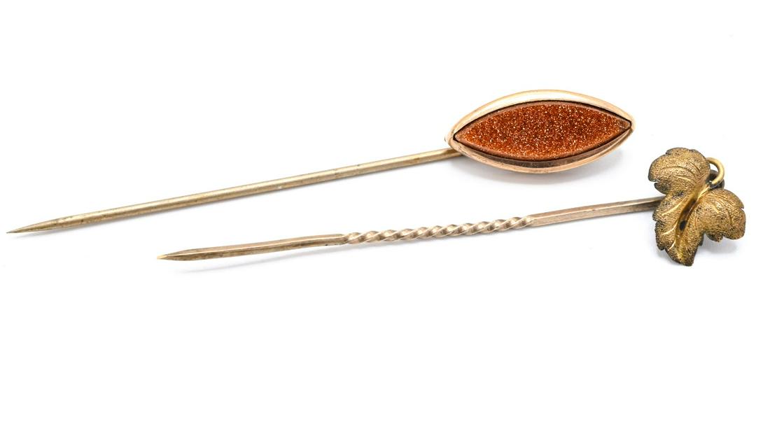 Two Antique 19th C Gold Filled Stick Pins (1 of 4)
