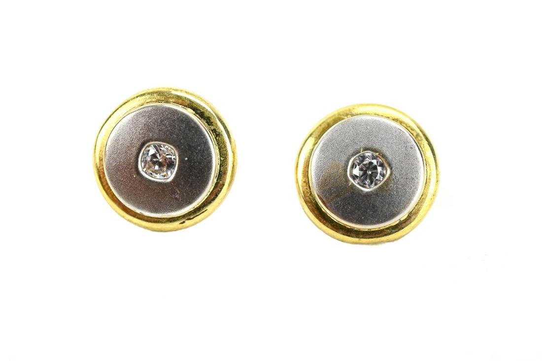Pair of Estate 14kt Yellow Gold & Diamond Earrings (1 of 5)