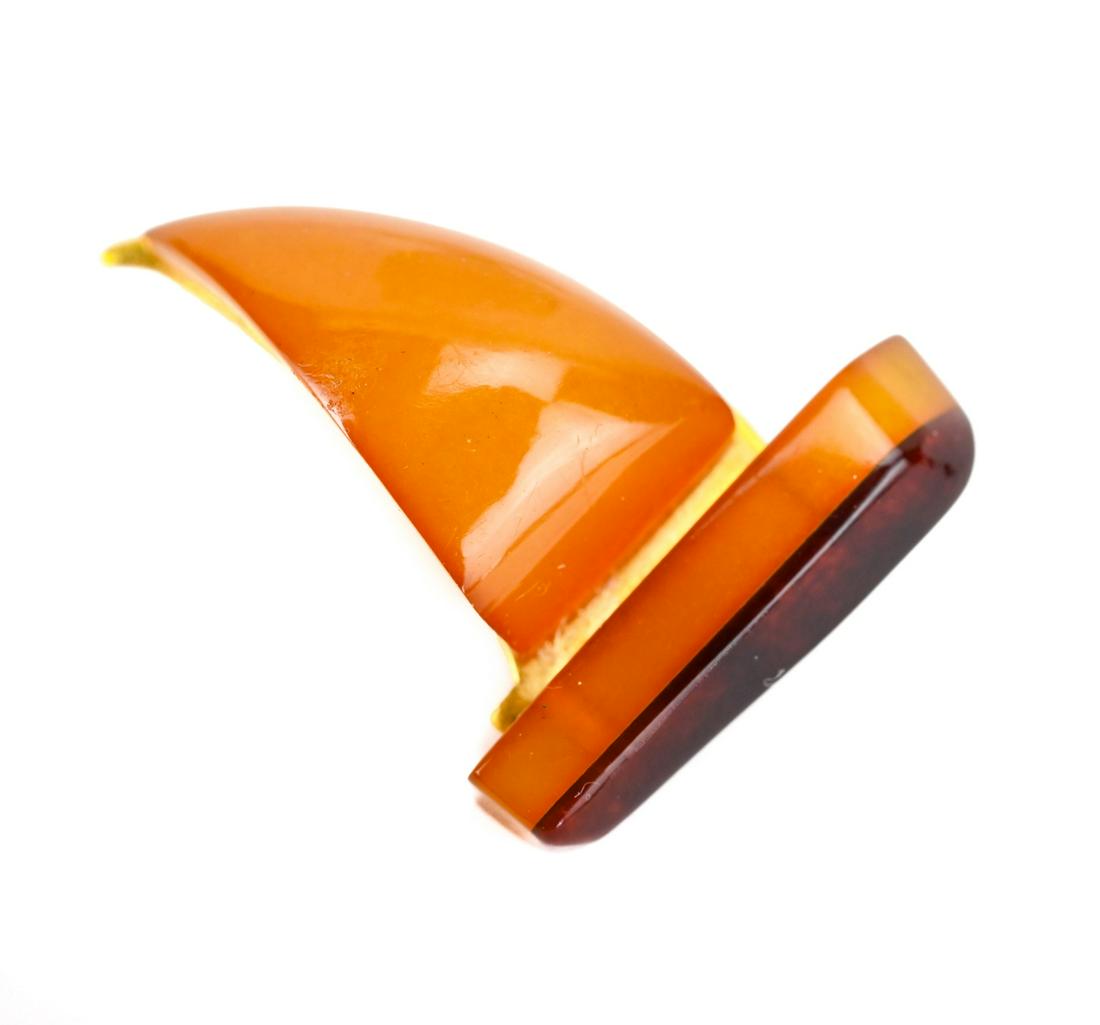 Russian Baltic Amber Figural Sail Boat Brooch (1 of 6)