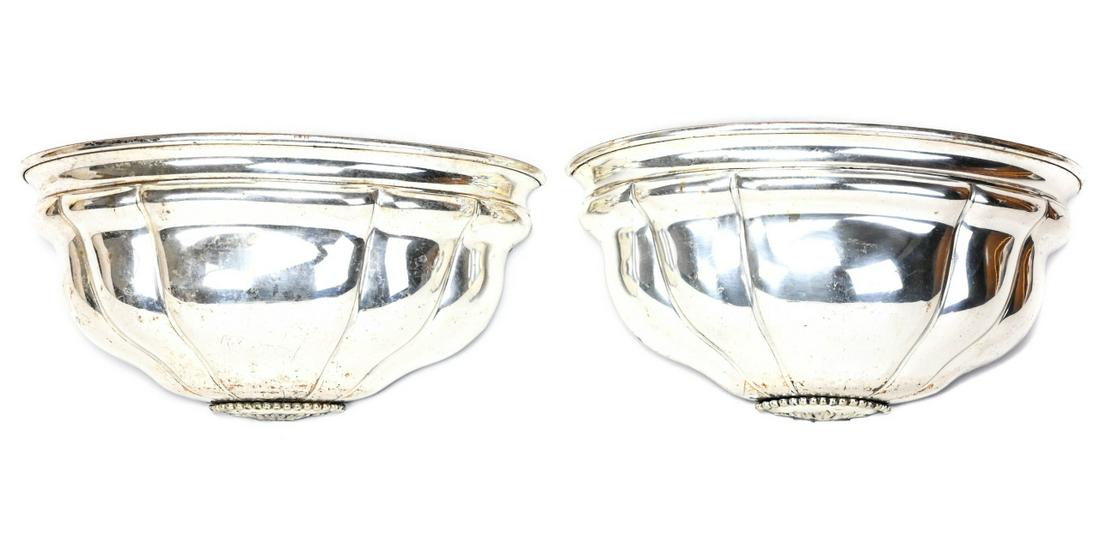 Pair Antique Silver Plate Wall Pocket  Planters (1 of 7)