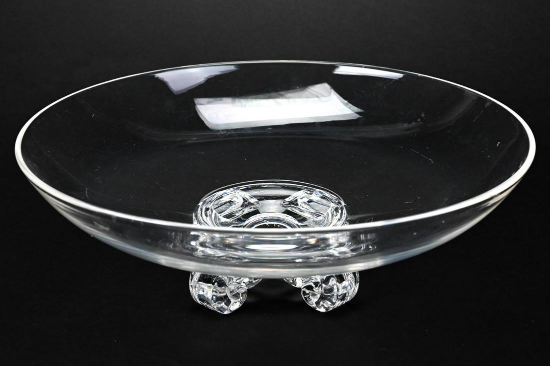 Steuben Crystal Large Round Bowl 4 Scrolled Feet (1 of 6)