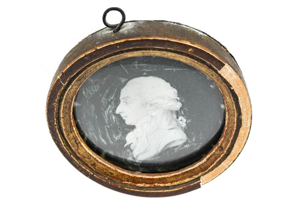 Antique 19th C Portrait Miniature w Wooden Frame (1 of 7)