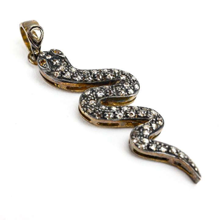 Pave Diamond & Sterling Silver Snake Pendant (1 of 5)